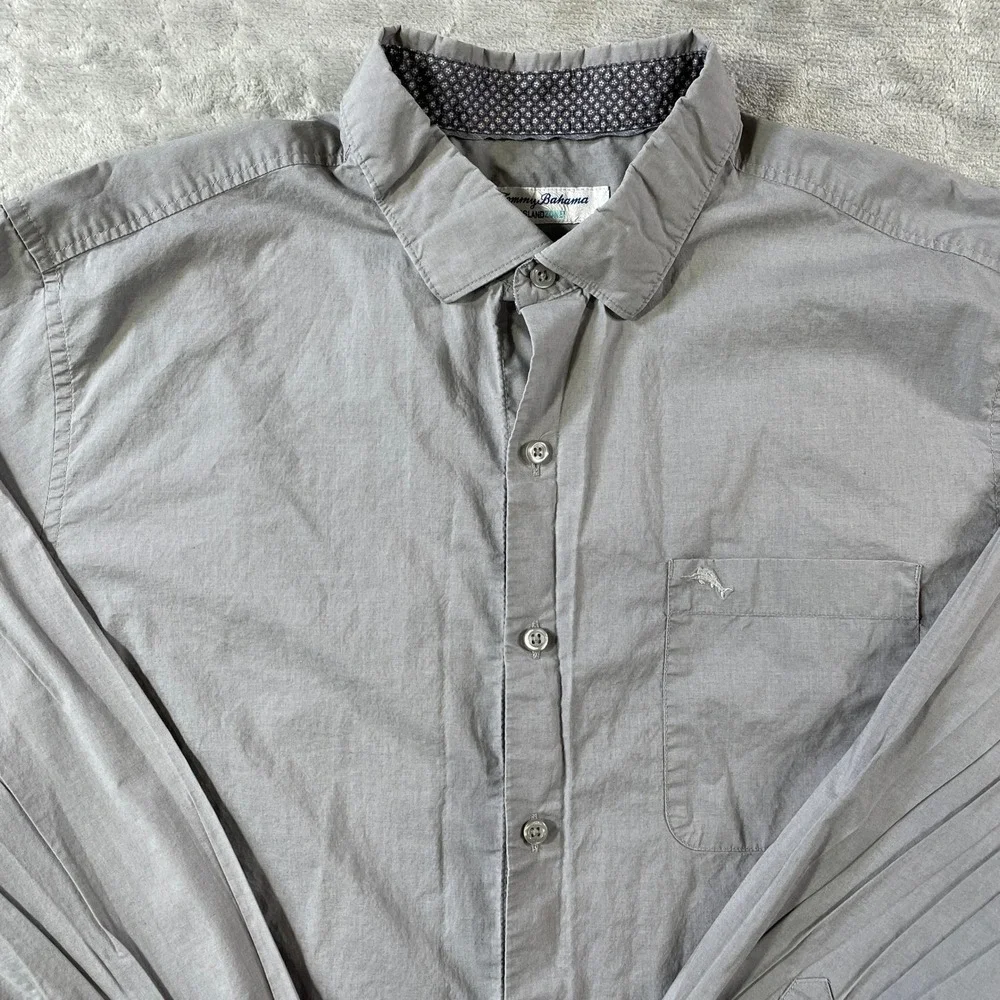 Tommy Bahama Shirt IslandZone Mens Large Gray Beach Resort Casual Vacation - Picture 3 of 10